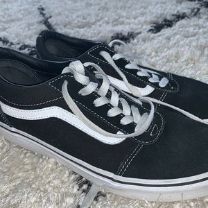 Black and white skater vans
